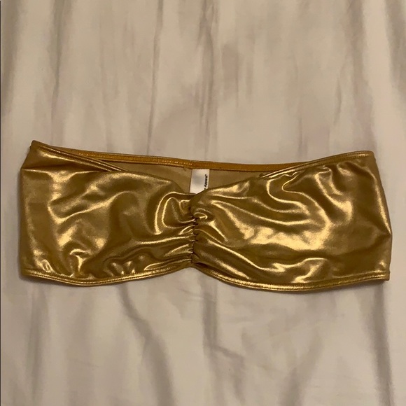 Metallic Gold Bandeau Top (American Apparel, M)